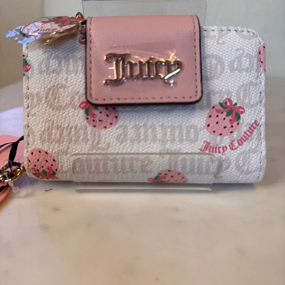 Juicy Couture Pink and White Wallet With Strawberry Details NWT - Picture 3 of 7